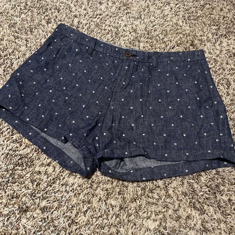 Polka dot denim shorts